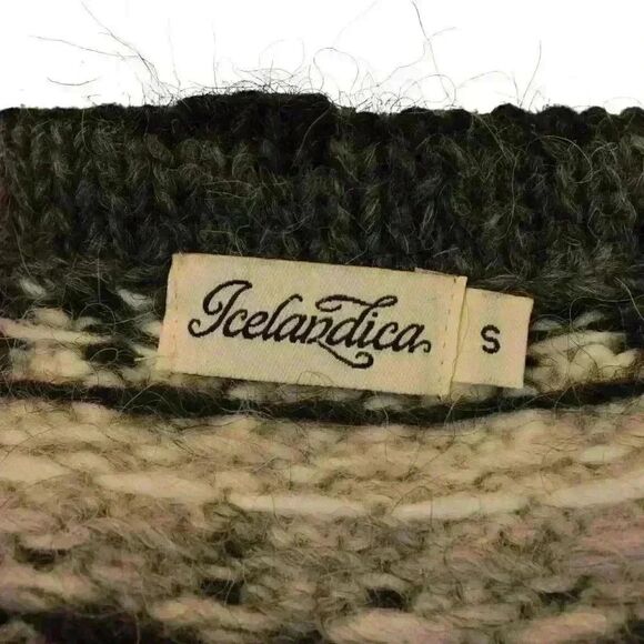 Authentic Icelandica 100% Wool Button Up Black and White Knit Cardigan Size S - Picture 4 of 6